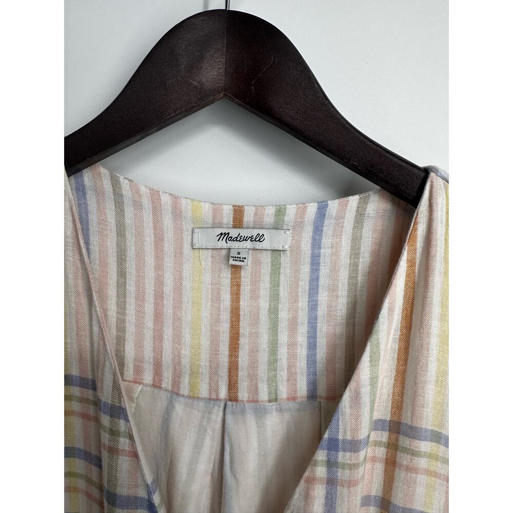 MADEWELL Linen Blend Clara MIDI Dress In Plaid Size Small - Picture 6 of 8